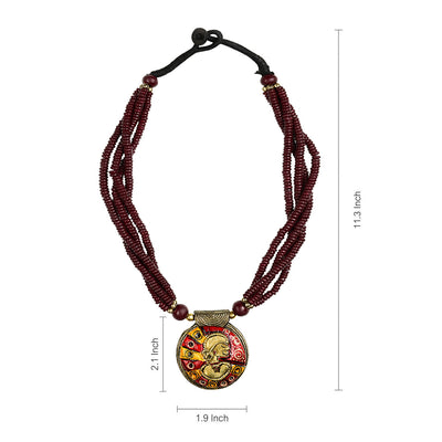 Tribal Woman Beaded' Bohemian Brass Necklace Handcrafted In Dhokra Art (Bib)