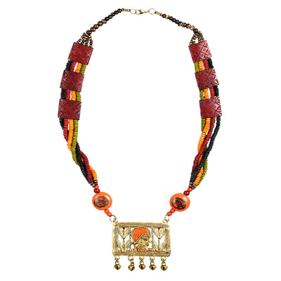 Tribal Queen Floral' Bohemian Brass Necklace Handcrafted In Dhokra Art (Matinee)