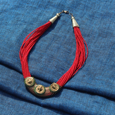 Tribal Men Trio' Bohemian Brass Necklace Handcrafted In Dhokra Art (Bib)