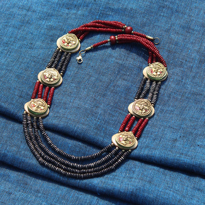Tribal Men Rounds' Bohemian Brass Necklace Handcrafted In Dhokra Art (Matinee)