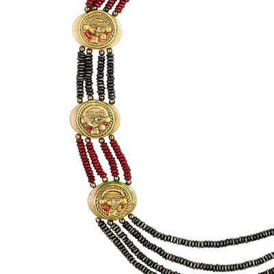 Tribal Men Rounds' Bohemian Brass Necklace Handcrafted In Dhokra Art (Matinee)