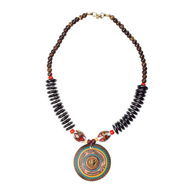 Tribal Dhokra Black' Bohemian Brass Necklace Handmade In Dhokra Art (Brass | Wood | Matinee)