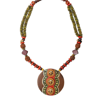 Tribal Dhokra Triplets' Bohemian Brass Necklace Handmade In Dhokra Art (Brass | Wood | Matinee)