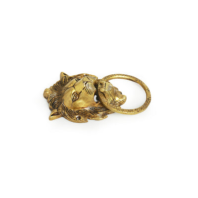 'Lion Laurels ' Hand-Etched Cavred Door Knocker In Brass (343 Grams)