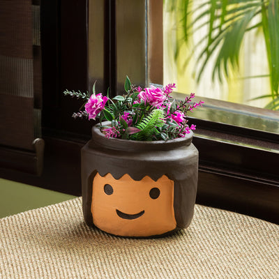 'Eternal Sunshine' Handmade & Hand Painted Planter Pot In Terracotta (5 Inches)