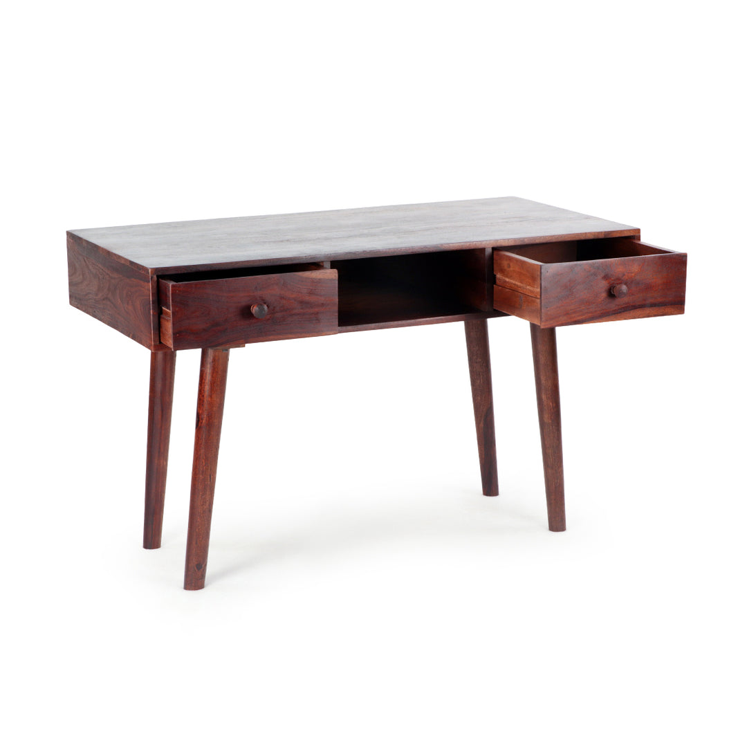 Andromeda Handcrafted Study Table In Sheesham Wood Walnut Finish ExclusiveLane