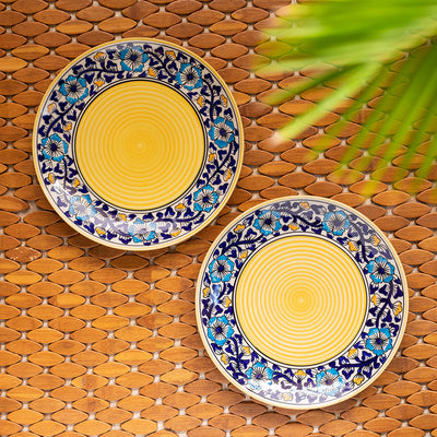 Badamwari Bagheecha' Hand-Painted Ceramic Dinner Plates (Set of 2 | Microwave Safe)