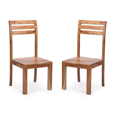 Centaur' Handcrafted Dining Chair In Acacia Wood (Set of 2 | Natural Finish)