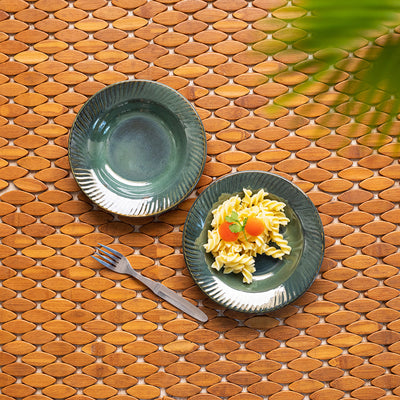 'Coral Reef' Side/Quarter Plates In Ceramic (Set of 2, Hand Glazed Studio Pottery, Microwave Safe)