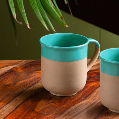 Earthen Turquoise' Hand Glazed Tea & Coffee Mug In Ceramic (360 ML | Microwave Safe)