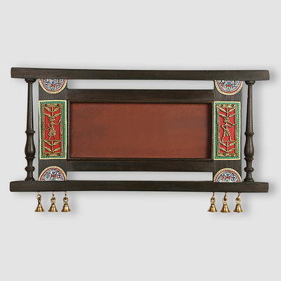 Teak Wood Plain Name Plate With Warli & Dhokra Art