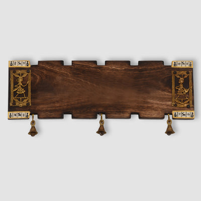 Wooden Plain Name Plate With Warli & Dhokra Art