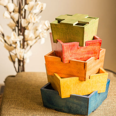 Zig-Zag Colorful Wooden Table Lamp