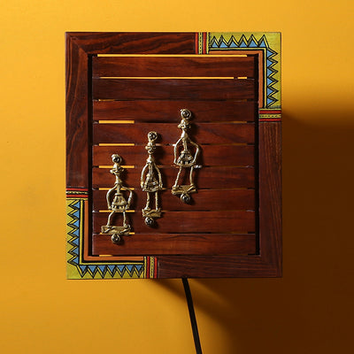 'Light In A Box' Sheesham Wood Wall Lamp With Dhokra Art