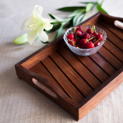 Sheesham Wooden Tray In Brown