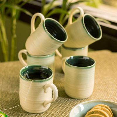 'Jade Translucence' Studio Pottery Glazed Tea & Coffee Cups In Ceramic (Set Of 6)