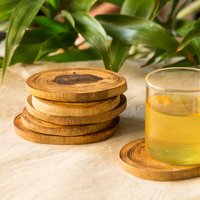 'Circles of Wood' Log Handcrafted Coasters (Set Of 6)