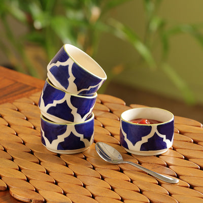 'Four dips of Morocco' Handpainted Chutney & Pickle Bowls In Ceramic (Set Of 4)