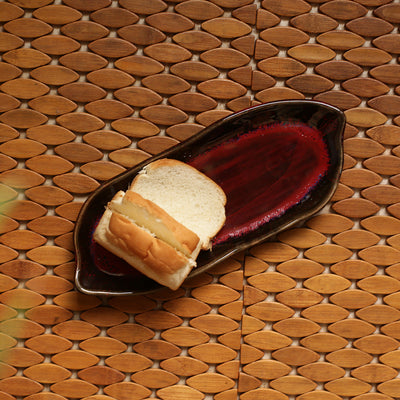 'Crimson Canoe' Hand Glazed Studio Pottery Ceramic Serving Platter