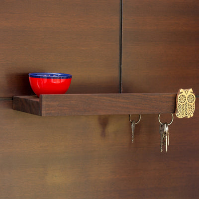 'The Sapient Owl' Magnetic Key Holder With Shelf Handmade In Sheesham Wood