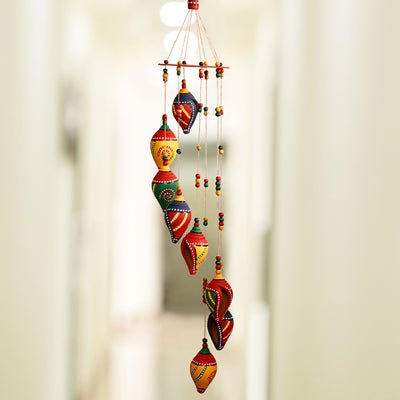'Shankh Shaped' Hand-Painted Decorative Hanging In Terracotta