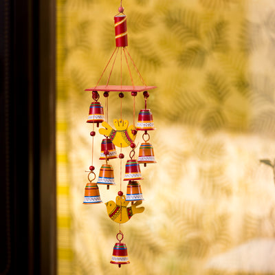 ƒ??Natureƒ??s Musicƒ?? Hand-Painted Decorative Hanging Bells Wind Chime In Metal & Wood