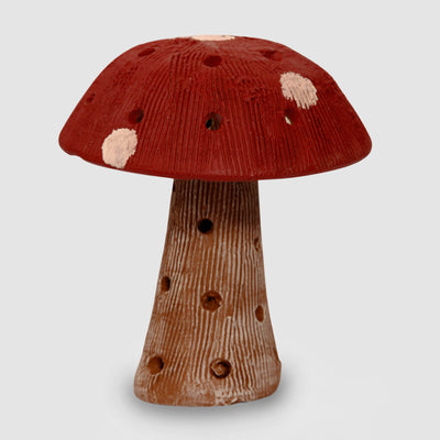 Mushroom Terracotta Handpainted In Red