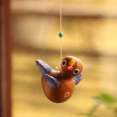 'Chirping Cuckoo' Handmade Garden Decorative Hanging In Terracotta