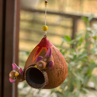 'Cuckoo Family' Handmade Bird House In Terracotta