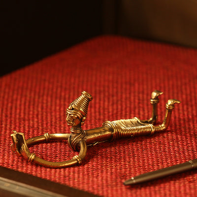 'Reading Man' Handmade Brass Figurine In Dhokra Art
