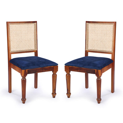 Finesse' Handcrafted Cane Dining Chairs In Sheesham Wood (Set of 2 | Teak Finish)