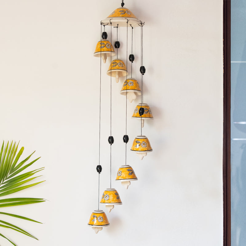  ExclusiveLane 'Breezy Chiming' Hand-Painted Metal Decorative Hanging  Bells Wind Chimes for Home Décor, Balcony