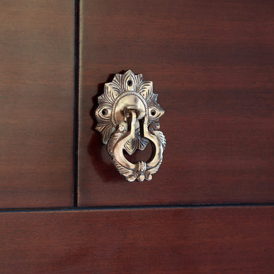 'Florets' Hand-Etched Carved Door Handle in Brass (399 Grams)