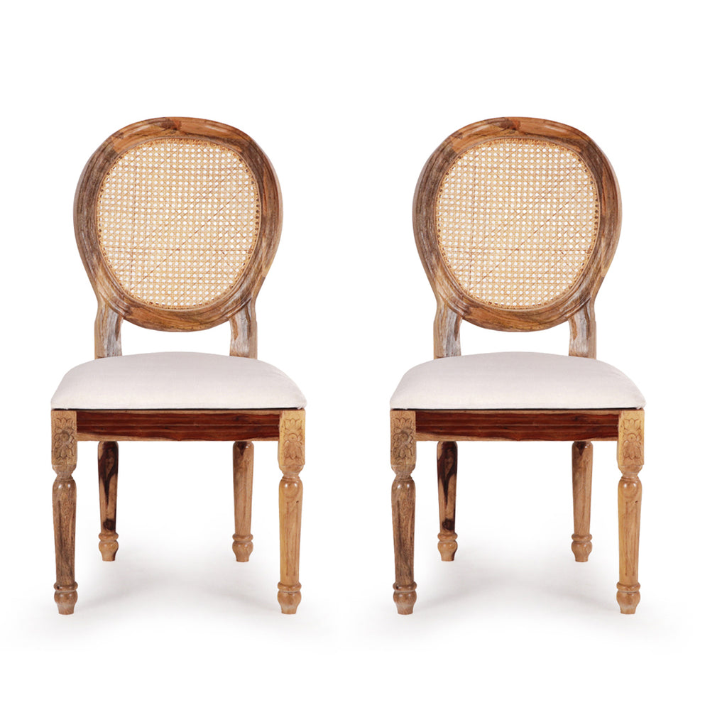 King Louis Chair - Natural with Rattan Back