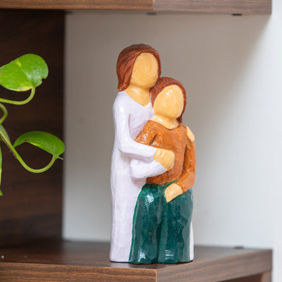 'Love Above All' Hand-Carved & Hand-Painted Wood Figurine Showpiece