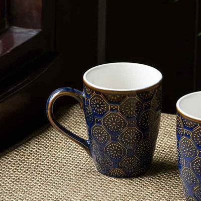 Moroccan Night Sky' Hand Glazed & Embossed Coffee Mug In Ceramic (300 ML | Microwave Safe)