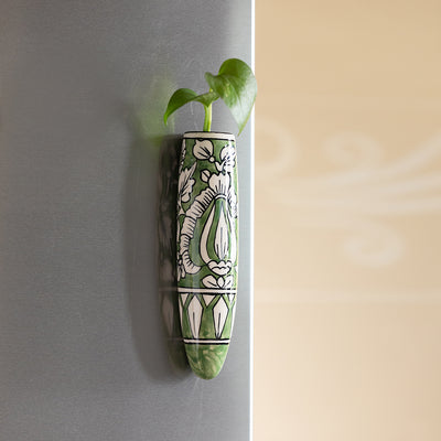 'Mughal Petals' Magnetic Fridge Planter In Ceramic