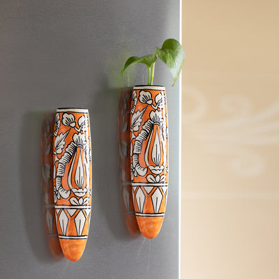 'Mughal Saffron' Magnetic Fridge Planters In Ceramic (Set of 2)