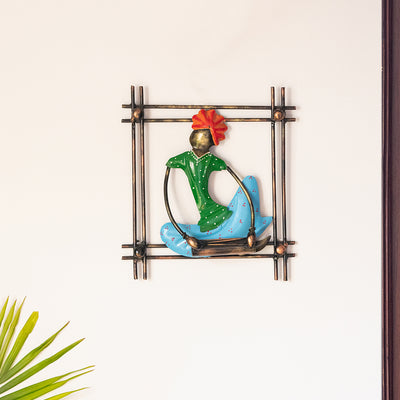 'Rajasthani Dholi Artist' Handmade & Hand-painted Wall Décor Hanging In Iron
