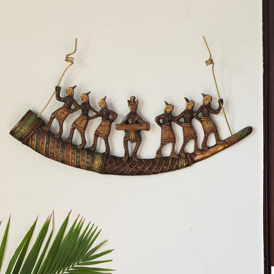 'Tribal Tales' Hand-Etched Wall Décor Hanging in Brass (1800 Grams)