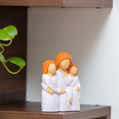 'Warm Vibes' Hand-Carved & Hand-Painted Wood Figurine Showpiece